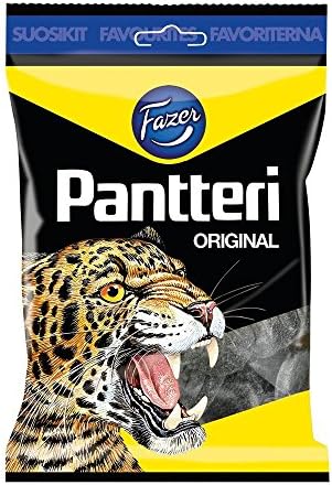 10 Bags x 180g of Fazer Pantteri Original - Finnish - Salty Liquorice - Licorice - Salmiak - Salmiakki - Wine Gums - Candies - Sweets