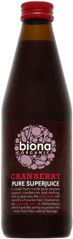 Biona Organic Pure Cranberry Superjuice (330ml) - Pack of 6