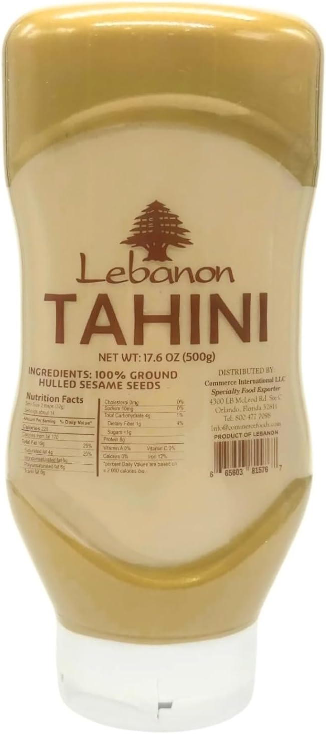 Lebanon - Tahini, 100% Sesame Paste, 17.6 oz (500g), Squeezable Bottle