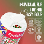 Christmas Sprinkles Mix 4 Cell Holiday Assortment 6.5 oz Edible Red Green White Jimmies, Nonpareils, Christmas Tree Confetti & Sanding Sugar for Cakes Decorating Xmas Cookies, Cupcakes & Holiday Desserts