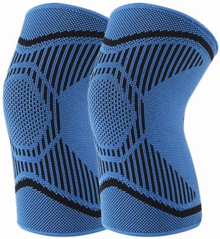 1 Pair Kids Knee Brace Elastic Breathable Knee Compression Sleeve Knee Support Pad for Basketball Volleyball Dance Tennis Running Cycling (Blue, Large)