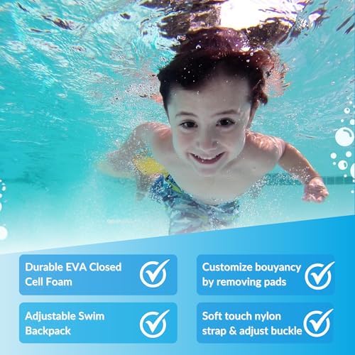 Sporti Progressive Back Float,Swim Belt Bubble Adjustable Belt & Layers,Floatie with Multiple Layers for Kids Swim Trainer