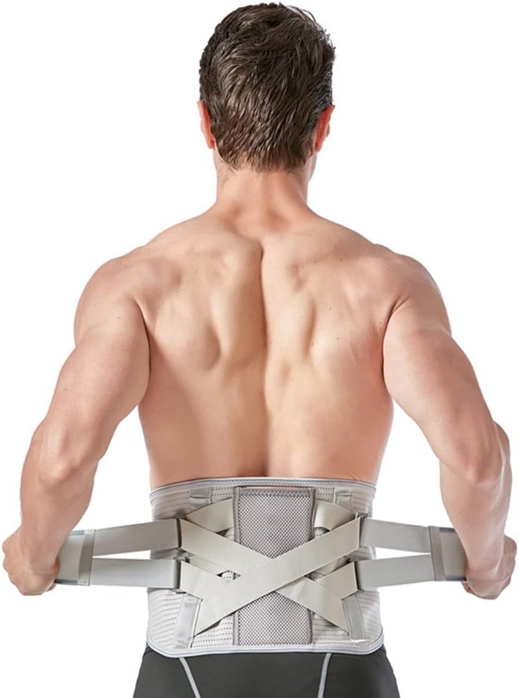 Back Brace Lumbar Support Belt Relief for Back Pain Herniated Disc Sciatica Scoliosis Bionic Spine Support Adjustable Support Straps for Men Women for Work (Color : Gray, Size : M/Medium)