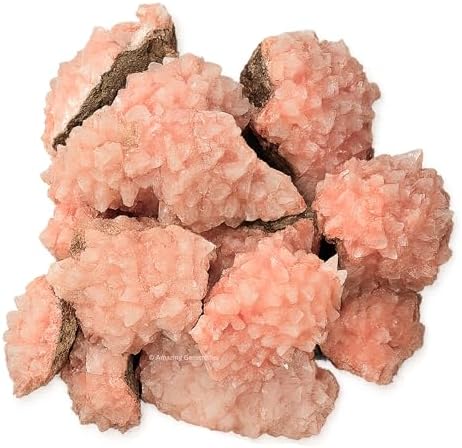 Amazing Gemstone Pink Heulandite Crystals&Healing Stones Mineral Specimen - Premium Semi Precious Gem Stones for Spiritual Growth - Healing Crystals Geodes Clusters for Meditation,Chakra Balance