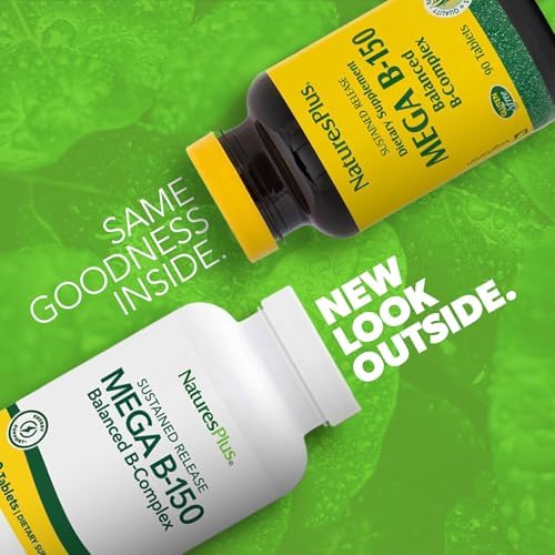 NaturesPlus Mega B-150 (90 Tablets, Pack of 2) - Balanced B-Complex - Sustained Release Formula - Vegetarian, Gluten Free - 180 Total Servings
