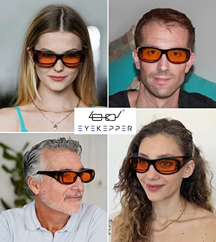 Eyekepper 100% Blue Light Reduction,Fitover Anti-Blue Blocking Computer Glasses with Extra Amber Lens