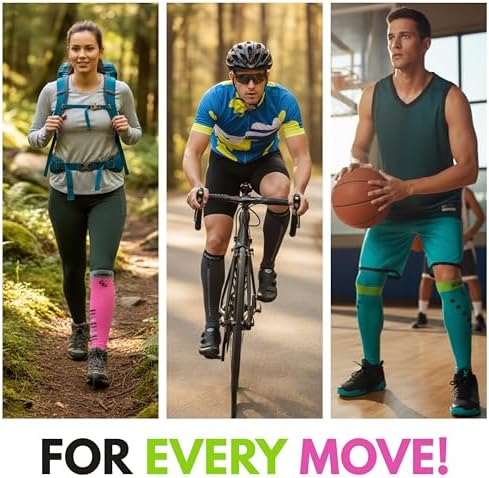 Tipi Toe Unisex 3-Pack Compression Sleeves - Performance Leg Support for Running & Sports Recovery with Muscle Fatigue Relief