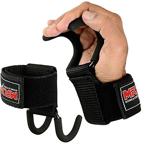 MRX BOXING & FITNESS Weight Lifting Hooks for Men & Women Thick Wrist Padding Weight Lifting Grips for Powerlifting, Shrugs, Rows & Deadlift Support