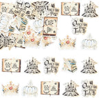 Ephlyn 54Pcs Edible Once Upon A Time Birthday Cupcake Toppers Wafer Paper Fairytale Book Party Castle Opening Magic Book Cupcake Picks for Princess Party Cake Decoration Supplies Gold