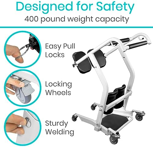 Vive Mobility Sit to Stand Patient Lift for Handicapped - Stand Assist Lift Aid for Home Care Use - Elderly Lift Assist Transfer Device - Transport Chair Stand Assist for Seniors, Adults & Disabled