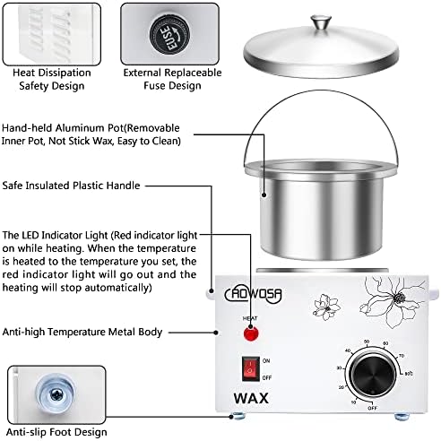 Single Wax Warmer Professional Electric Wax Heater Machine for Hair Removal, Large Waxing Pot Paraffin Facial Skin Body SPA Salon Equipment with Adjustable Temperature Set