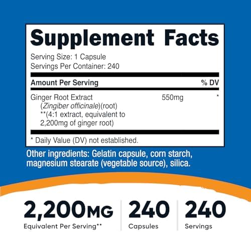 Nutricost Ginger Root Extract 240 Capsules for 240 Servings Per Bottle - Gluten Free, Non-GMO
