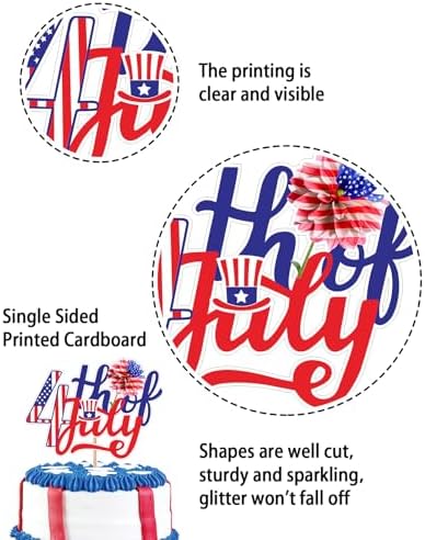 4th of July Birthday Cake Topper - USA Patriotic Independence Day Theme cake Decoration,American National Day Party Supplies