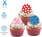 15pcs Edible Round Cupcake Toppers, 2in/5cm Pre-Cut Wafer Paper Hawaiian Cupcake Decorations Hibiscus & Leaf Birthday Cartoon Theme Decor Supplies for Hawaii Party (3 Styles)