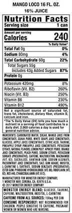 Monster Energy Juice Monster Mango Loco,16 Ounce, 384 Ounce | Energy + Juice, Energy Drink, Pack of 24