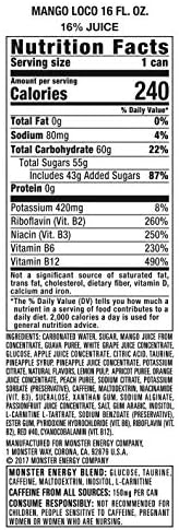 Monster Energy Juice Monster Mango Loco, Energy Drink, 16 Ounce | Energy + Juice, Pack of 15
