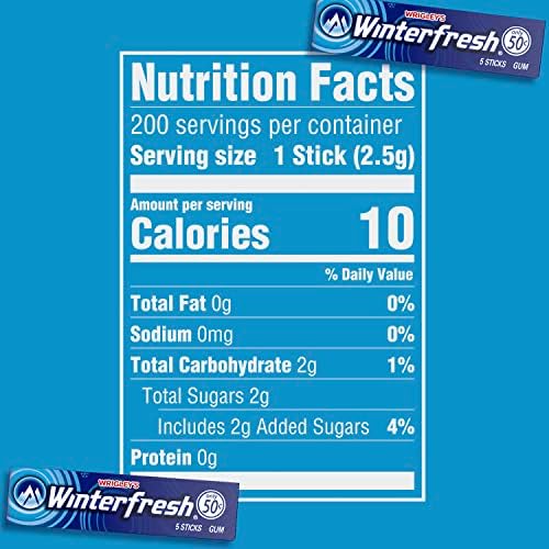 Winterfresh Wrigley's Chewing Gum Bulk Pack, 5 Sticks Per Pack (Pack of 40)