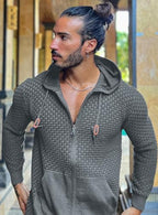 Zaitun Men's Full Zip Up Hooded Cardigan Sweater with Pockets