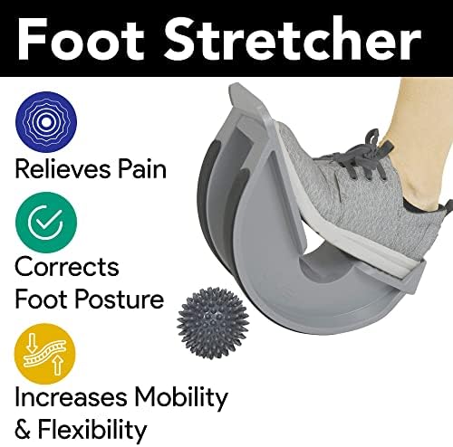 ProHeal Foot Rocker Calf Stretcher with Spiked Ball Massager - for Plantar Fasciitis, Achilles Tendonitis - Calf, Foot, Heel, and Ankle Stretcher - Lower Leg Pain Relief - Blue with Yellow Ball
