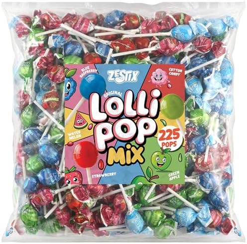 Lollipops Bulk Individually Wrapped – 225 Count Assorted Suckers, Sweets & Candy Mix – Lollipop Variety Pack for Parties, Kids Classroom Treats & Events by Zestix