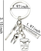 Dental Hygienist Gifts for Women Men Dentist Dental Assistant Gifts for Coworkers Best Friend Students Graduation Birthday Gift Toothbrush Toothpaste Silver Keychain Dental Floss Pendant Keyring