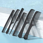 Kolavia 6 PCS Hair Comb Set Black, Durable Wide and Fine Tooth Rat Tail Hair Barber Comb for Women & Man, Professional Combs for Wet Curly Natural Hair Detangling Parting Teasing Styling & Cutting