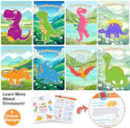 Dinosaur Party Favors for Kids – 12 Pack Dino Painting Kits Wooden Keychains Arts and Crafts for Kids, Birthday Party Rerturn Gifts Goodie Bag Filler Pinata Stuffers Activities Toy Classroom Prizes