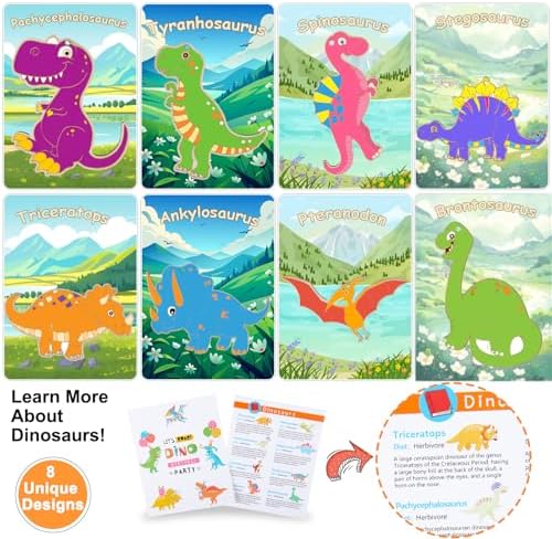Dinosaur Party Favors for Kids – 12 Pack Dino Painting Kits Wooden Keychains Arts and Crafts for Kids, Birthday Party Rerturn Gifts Goodie Bag Filler Pinata Stuffers Activities Toy Classroom Prizes