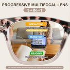 SKYOAK 2 Pack Trendy Progressive Multifocus Reading Glasses for Women, Retro Rectangle Frame Anti UV/Eyestrain Computer Readers, Stylish Spring Hinge Multifocal Glasses with Metal Core Wire, 2.5x