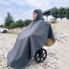 Wheelchair Cape,Hooded Warm Wheelchair Poncho,Winter Cold-Proof Windproof Fleece Shawl.for Adults,Elderly,Mobility Impaired Outdoor Wear(Gray)