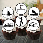 Gymnastics Edible Cupcake Toppers, Gymnastics Birthday Party Decorations for Cake Decorating, Tumble Edible Cake Decorations, Gymnast Party Favours Cookie Toppers, 48 x 3cm / 1.18 inch discs UNCUT