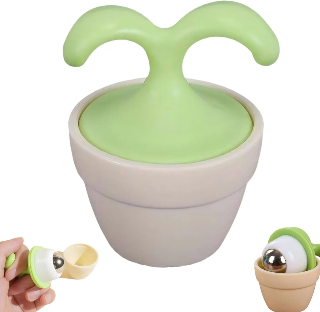 2 Pack Mini Potted Plant Eye and Face Massage Roller, Handheld Desk Decor Roller Ball for Neck and Body