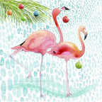 IHR Ideal Home Range Cocktail Napkins Disposable 3-Ply Paper Party Napkin Pack, 5" x 5", Pink Flamingo Christmas, 20-Count