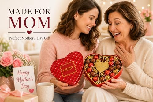 Premium Italian Chocolate Truffles Gift Box - Heart Shaped Gourmet Assorted Milk & Dark Chocolate Hazelnut Collection - Luxury Gift for Mom,Dad,Father, Fathers Day, Women - Mother’s Day, Birthday, Anniversary