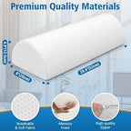 SweetSlubr Knee Pillow for Side Sleepers, Half Moon Memory Foam Bolster Pillow for Legs, Ergonomic Design Wedge Elevation Pillow for Side & Back Sleeping, Under Knee Support, Foot, Ankle, Lumbar,White