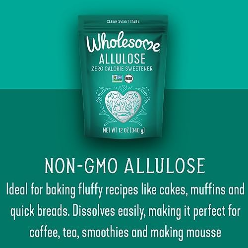 Wholesome Sweeteners 12-Ounce Allulose Sweetener, Zero Calorie Sugar Substitute, Keto Friendly, Non GMO, Non-Erythritol, Gluten Free & Vegan Sweetener, 1 Pack