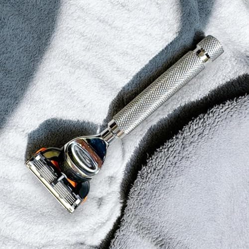 Parker 5-Blade Razor Handle Compatible with Gillette® Fusion® Cartridges – Weighted Metal Handle with Textured Grip for Smooth, Tug-Free Shaving | Luxury Gift-Ready Men’s Razor with 1 Cartridge