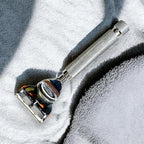 Parker 5-Blade Razor Handle Compatible with Gillette® Fusion® Cartridges – Weighted Metal Handle with Textured Grip for Smooth, Tug-Free Shaving | Luxury Men’s Gift | 1 Cartridge Included (CHROME)