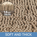 Bcoimo 24x17 Chenille Bath Mat – Non-Slip with Backing Bath Rug Ultra-Absorbent and Machine Washable Bathroom Mat Quick-Dry Design. Ideal for Bathroom Shower and Tub Areas