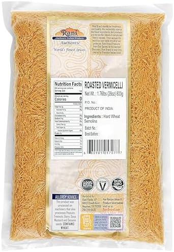 Rani Roasted Vermicelli (Roasted Wheat Noodles) 28oz (1.75lbs) 800g, Pack of 3 ~ All Natural | Vegan | NON-GMO | Indian Origin