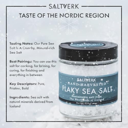 Saltverk Sea Salt - Gourmet, Icelandic, Hand Harvested and Sustainably Made - Flaky 3.17 Oz