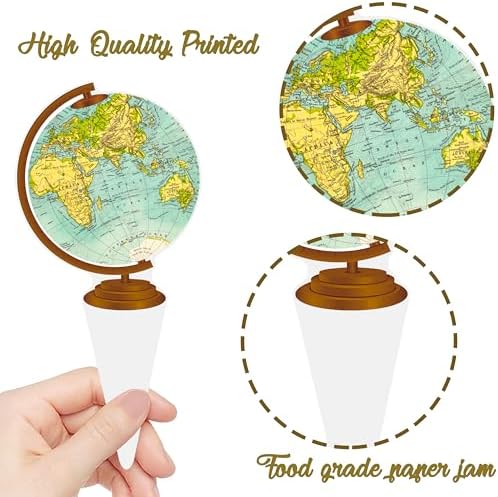 C L cooper life 48pcs Travel Adventurer Cupcake Topper Travel Adventurer Party Favors for Let The Adventure Begin Going Away Party Supplies