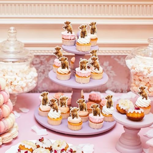 40Pcs Edible Highland Cow Cupcake Toppers Cute Highland Cow Baby Cupcake Picks for Cows Birthday Baby Shower Drink Topper Highland Cow Farm Birthday Cake Decorations