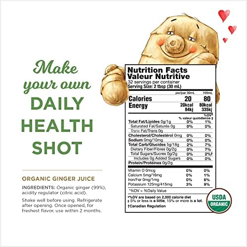 99% Pure Organic Ginger Juice by The Ginger People – Digestive Health, Premium Quality, 32 Fl Oz Bottle (Pack of 1)