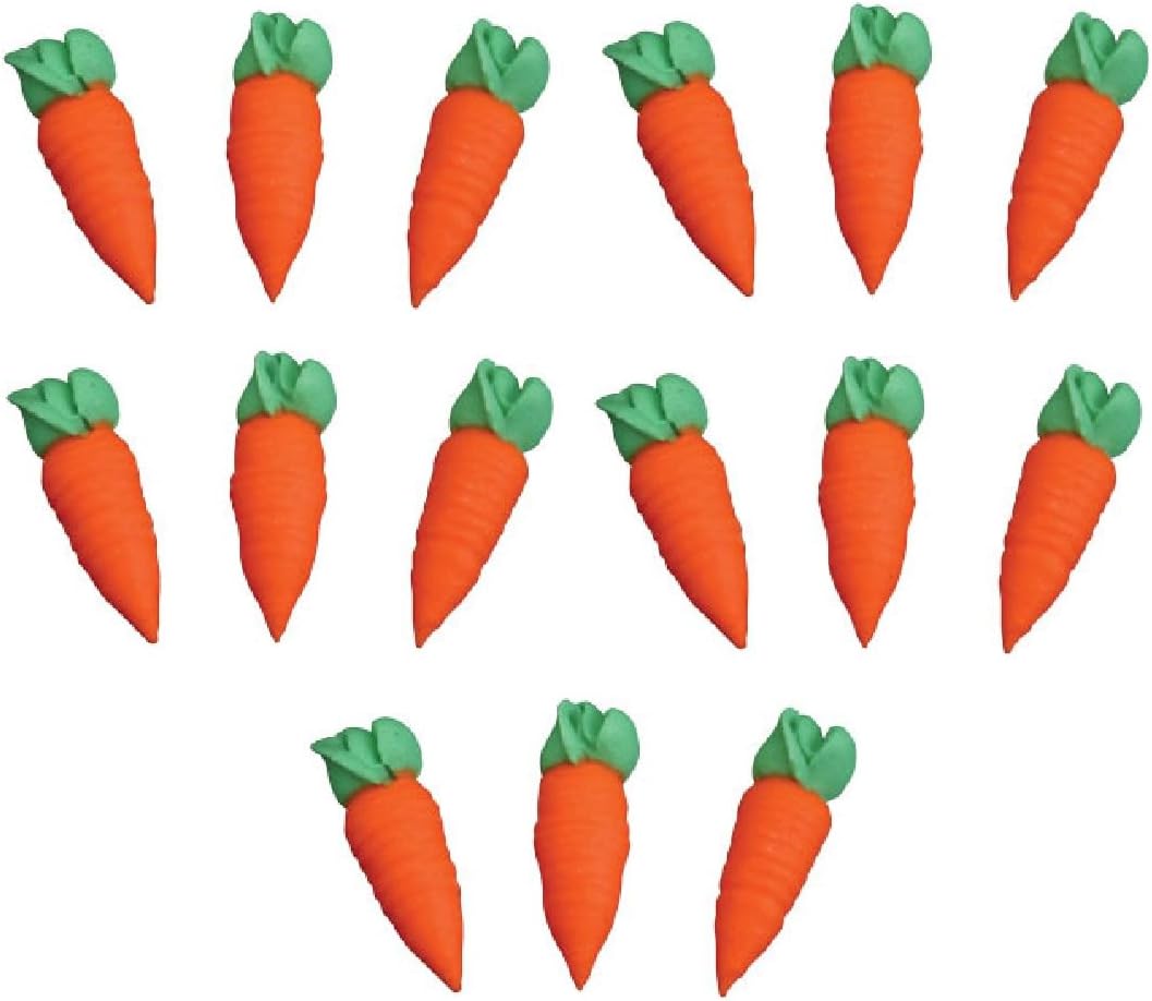 Edible Easter Cupcake Toppers – 15 Count Royal Icing Textured Carrot Sugar Decorations (1.125") – Easter Cake & Cookie Decor for Spring Desserts