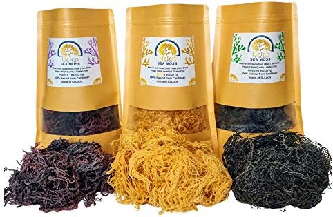 Wildcrafted Sea Moss | Gold - Purple - Green - Mixed | 100% Natural Irish Moss from St.Lucia | Mineral-Rich Superfood | 8oz Sun-Dried Moss | NO Preservatives NO Chemicals