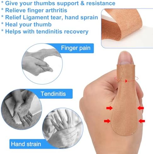 Thumb Support Tape for Arthritis 14 Sheet (28 PCS) - Self Adhesive Thumb Protecting Straps, Elastic Thumb Pain Relieving Patch for Sport Housework Joint Support