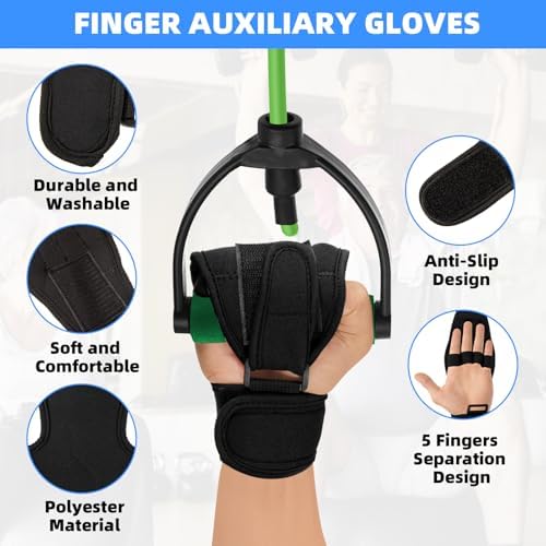 2 PCS Stroke Finger Splint Brace Ability, Finger Rehabilitation Auxiliary Training Gloves for Elderly Patients, Anti-Spasticity Hand Therapy Equipment for Fist Stroke Hemiplegia Hand Training, Black