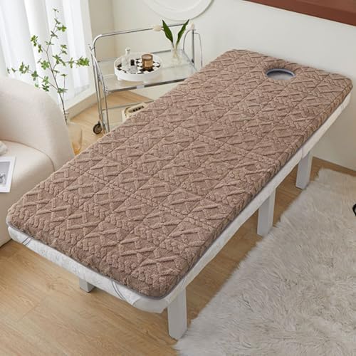 Sponge Massage Bed Pad with Face Hole Thicken Spa Massage Table Pad with Elastic Band Non-Slip Lash Bed Cushion Massage Table Topper Square Round Trapezoidal Head,Coffee(r)3cm,70 * 190cm(H)