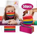 50/100Pcs Rainbow Printed Pattern Disposable Face Masks for Kids/Adult,3-ply Face Mouth Protection Shield